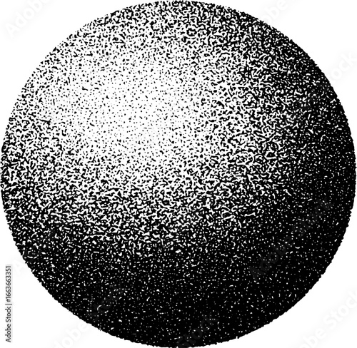 Stipple dotwork sphere with gradient effect for vintage design projects