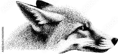 Intricate fox head stippling art for tattoo design