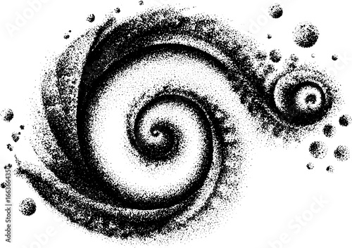 Intricate fractal spiral design with stippling dotwork art technique