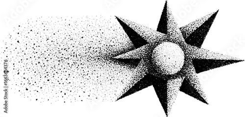 Abstract fractal star stipple design with dotwork technique for artistic projects
