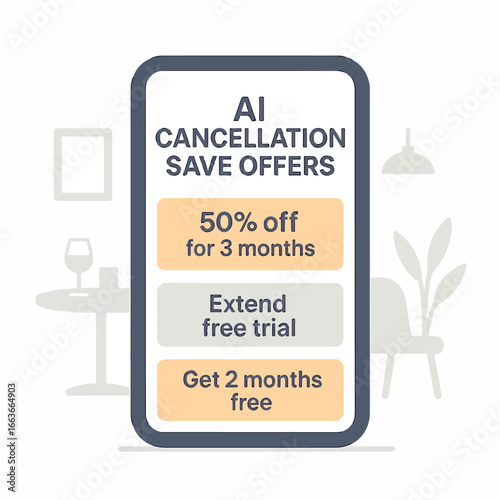 Subscription app AI cancellation save offers Illustration