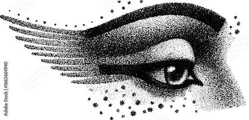 Horus eye stippling art with dotwork pattern for tattoo design