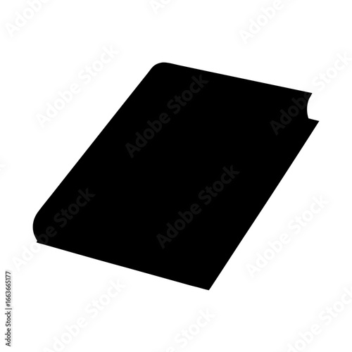 Isolated black silhouette of a closed book on a white background illustration