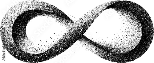 Infinite möbius strip stipple art featuring dotwork and vintage tattoo style