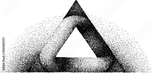 Abstract stipple dotwork art of an infinite triangle with intricate gradation