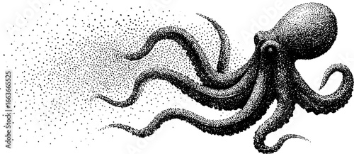 Intricate kraken tentacles in dotwork design for tattoo and print