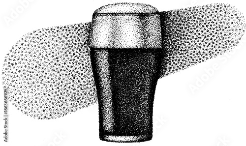Dotwork stippling artwork of pint glass with halftone effect for vintage design