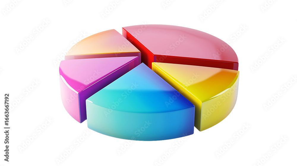 Obraz premium 3D Colorful Pie Chart for Data Analysis 