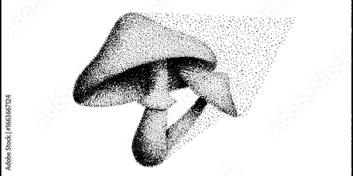 Psychedelic mushroom art with stippling and dotwork technique