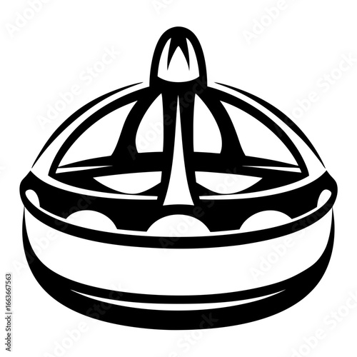 Monochrome illustration of an ornate crown or royal headdress design