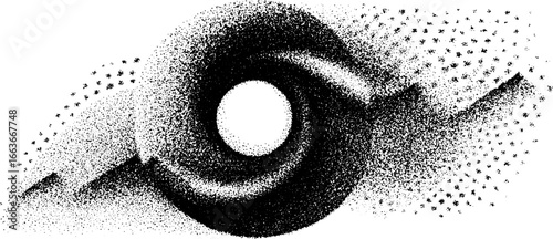 Sacred spiral stipple artwork with halftone and dotwork techniques for artistic design