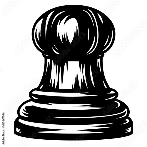 A Black and White Vector Image of a Chess Pawn Isolated