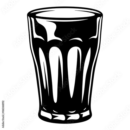 Monochromatic illustration of a juice glass showing classic styling and design