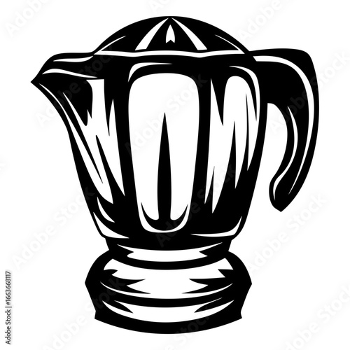 Stylized vector illustration of an Italian Moka pot in black and white