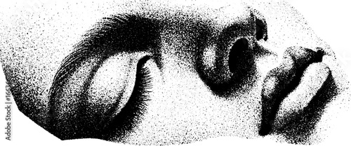 Stylized dotwork portrait with stipple gradation effect for artistic design