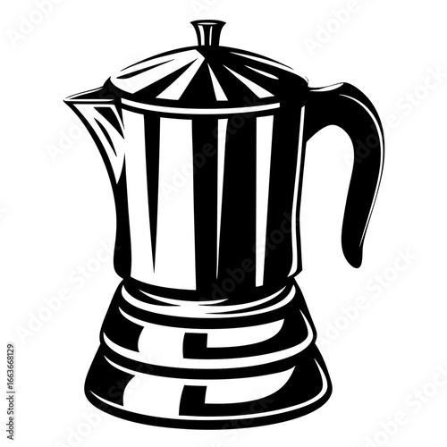 Vector illustration of a traditional Italian moka pot coffee maker on white