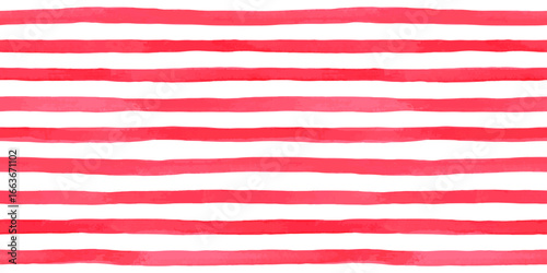 Beautiful seamless pattern with horizontal red watercolor stripes. hand painted brush strokes, striped background. Vector illustration.