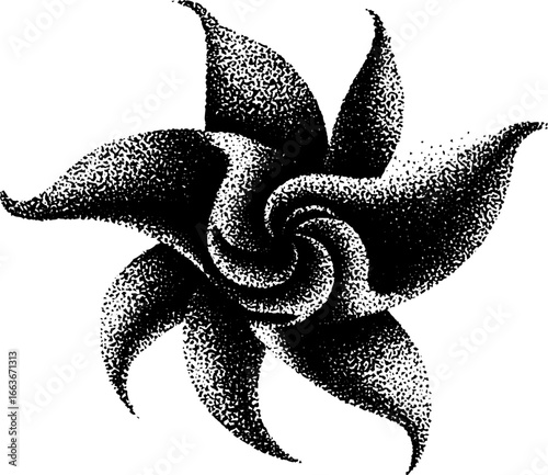 Surreal spiral stipple art with dotwork technique for creative design