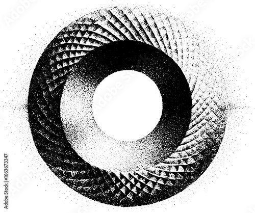 Intricate stippling dotwork of torus knot in vintage style for design