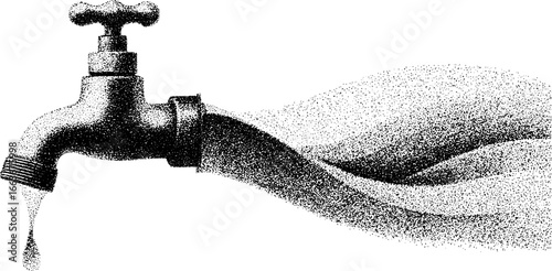 Stipple dotwork illustration of vintage beer tap handle for design projects