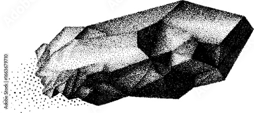 Abstract stipple dotwork of shattered geometric shape for creative design