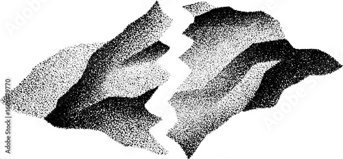 Stippling dotwork illustration of shattered glass design for artistic projects