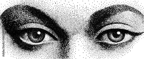 Trippy spiral eye design with stippling dotwork technique for tattoo art