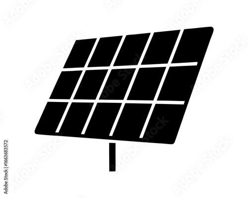 A single black solar panel on a white background illustration