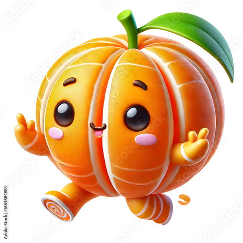Cute 3d mandarin design isolated on white background