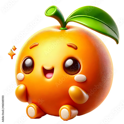 Cute 3d mandarin design isolated on white background