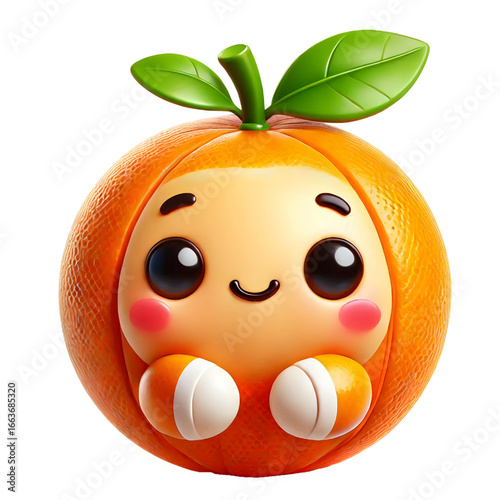 Cute 3d mandarin design isolated on white background