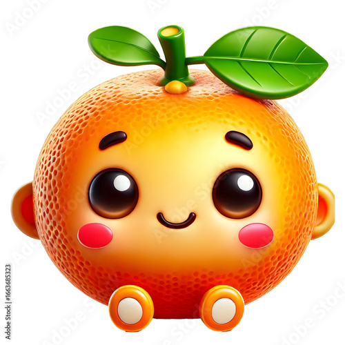 Cute 3d mandarin design isolated on white background