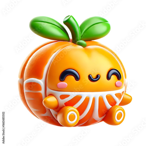 Cute 3d mandarin design isolated on white background