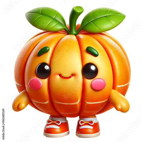 Cute 3d mandarin design isolated on white background
