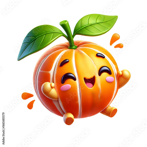 Cute 3d mandarin design isolated on white background