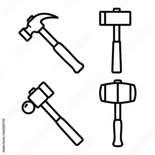 Collection of four different hammers
