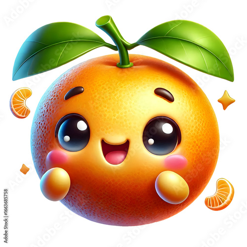 Cute 3d mandarin design isolated on white background