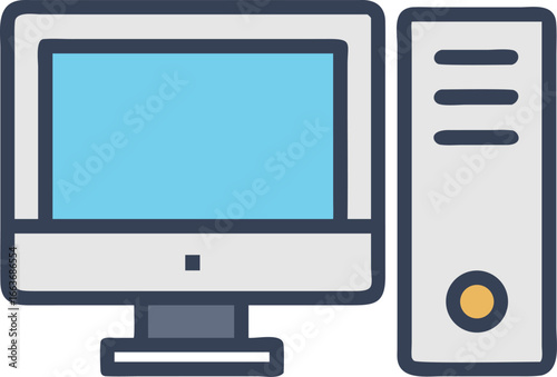 Computer desktop with monitor and cpu tower