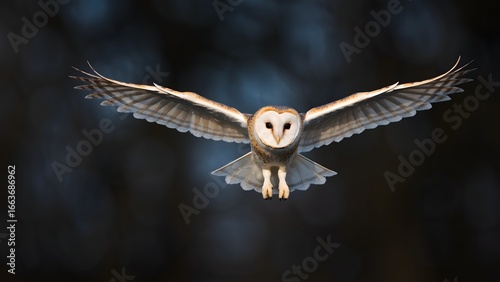Majestic Barn Owl Close-Up Illustration