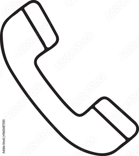 Black and White Outline of a Telephone Handset Icon