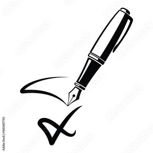 Fountain pen writing a signature