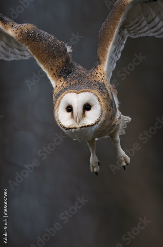 Majestic Barn Owl Close-Up Illustration