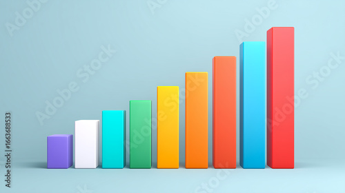 Free Download Colorful bar graph illustration representing growth and progress, showcasing various heights and vibrant colors against a soft blue background - GFXLoad