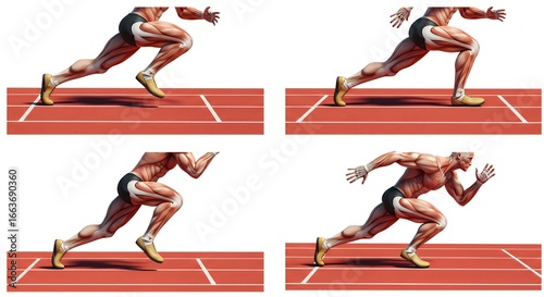 Male sprinter starting position in sequential images