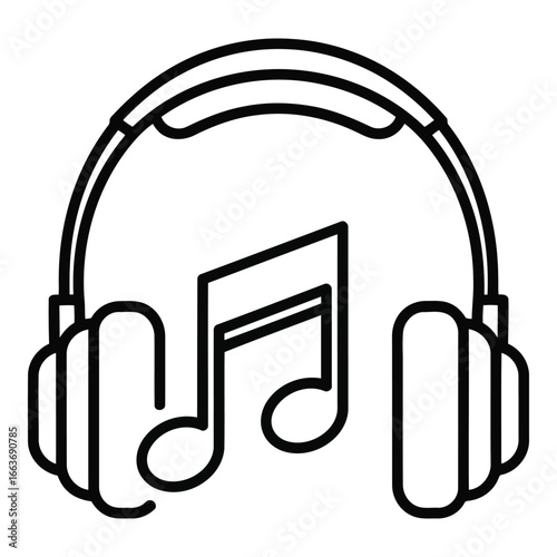 Headphones with musical note icon