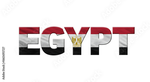 Egypt Text Design with National Flag On Isolated Transparent Background