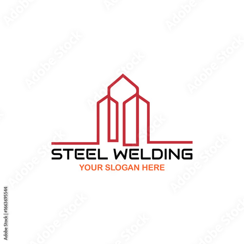 steel welding workshop logo design vector