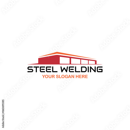 steel welding workshop logo design vector