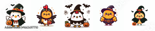 vector chicken in Halloween costume