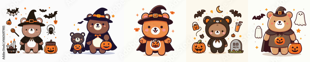 Fototapeta premium bear vector in Halloween costume